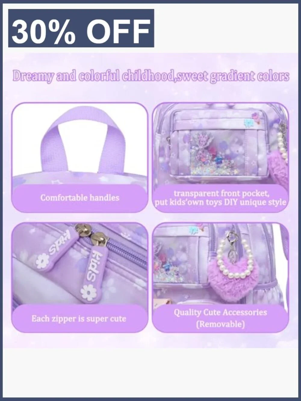 Kids Backpack School Bag with Multiple Pockets Splash-proof Bookbag 17in
